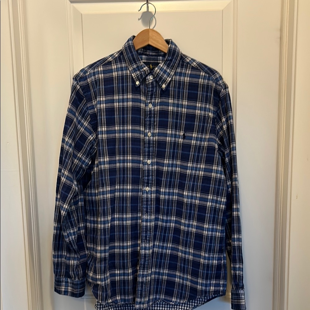 Ralph Lauren Men's Blue Flannel Plaid Shirt